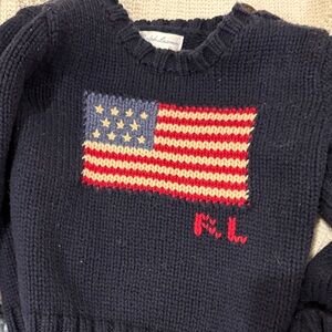 Ralph Lauren Baby Boy 18M American Flag Knit Sweater Navy RL + More 18 m  bundle